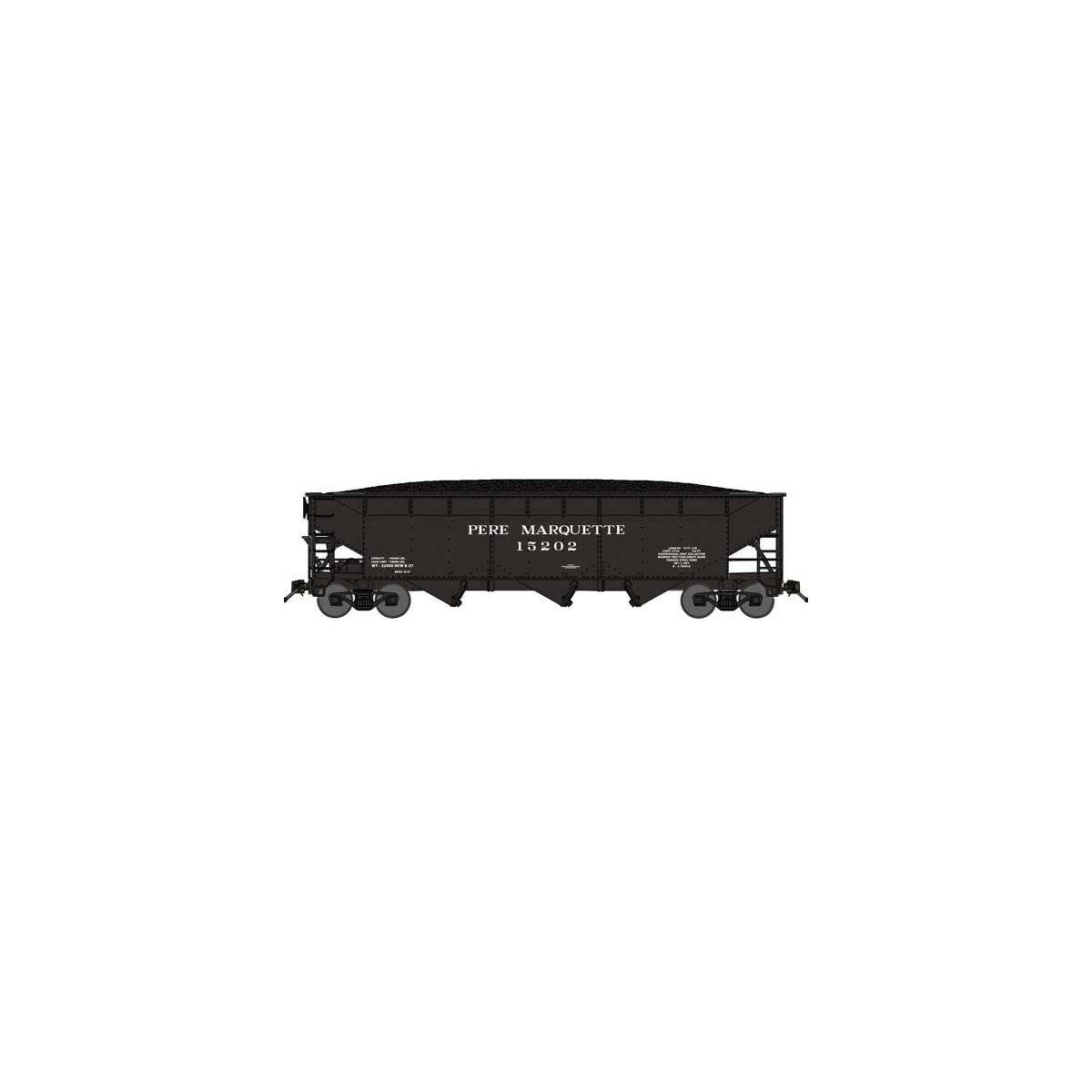 70-Ton Offset-Side 3-Bay Hopper w/Load - Ready to Run -- Pere Marquette 15202 (black)