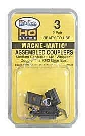 3 Assembled 148 Whisker(R) Metal Couplers -- Medium (9/32′) Centerset Shank, HO, Kadee Quality Products 3
