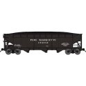 70-Ton Offset-Side 3-Bay Hopper w/Load - Ready to Run -- Pere Marquette 15051 (black), N, Bluford Shops 74131