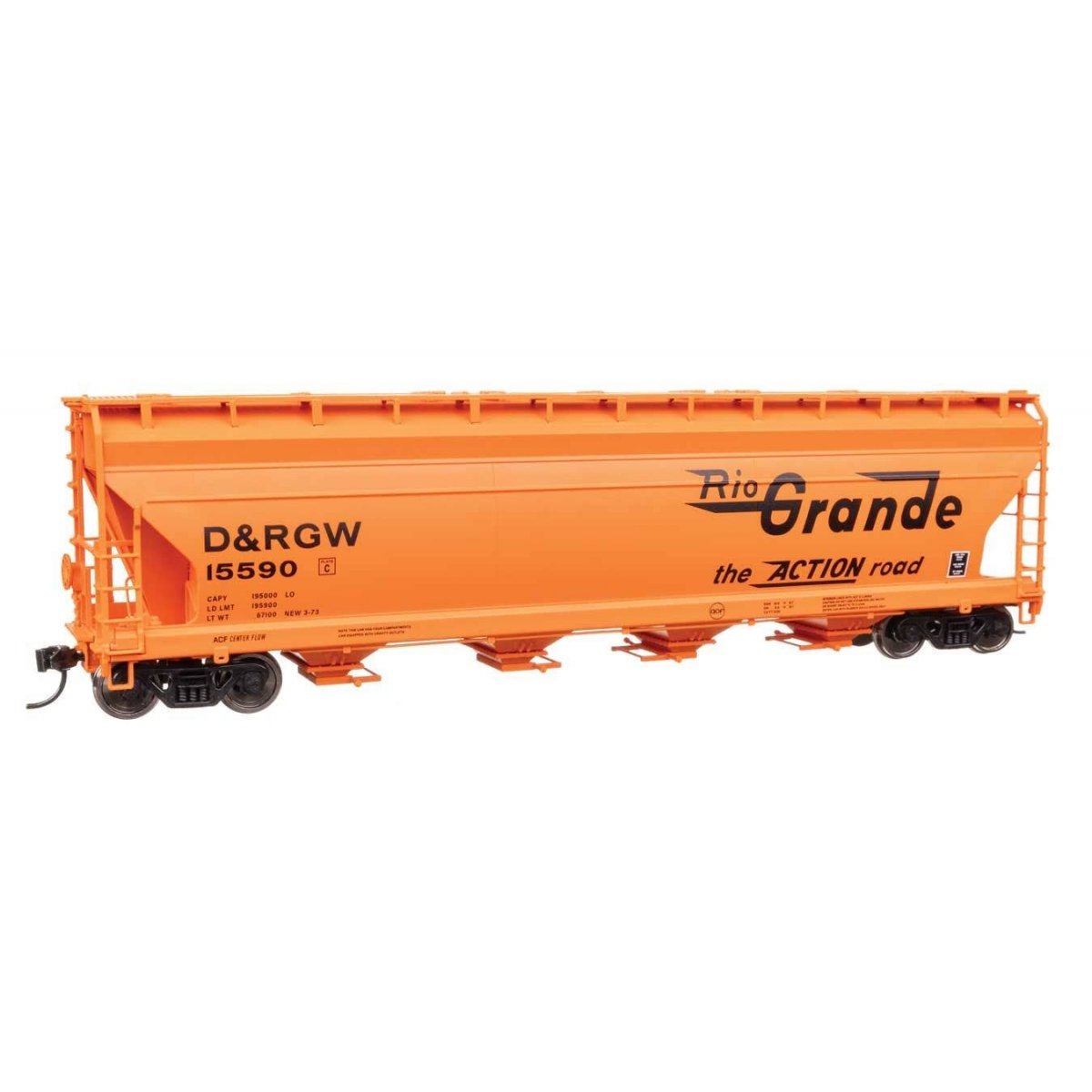 ACF 5250 4-Bay Centerflow Covered Hopper - Ready to Run -- Denver & Rio Grande Western(TM) 15590