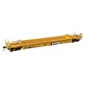 Thrall Rebuilt 40′ Well Car - Ready to Run -- TTX DTTX 747278- large black & white TTX logo w/yellow conspicuity stripes, HO, 