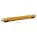 Thrall Rebuilt 40′ Well Car - Ready to Run -- TTX DTTX 747323 - large black & white TTX logo w/yellow conspicuity stripes, HO,