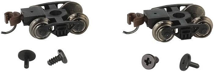 Roller-Bearing Freight Trucks with Wheels and E-Z Mate(R) Knuckle Couplers -- 1 Pair, N, Bachmann Industries 42537