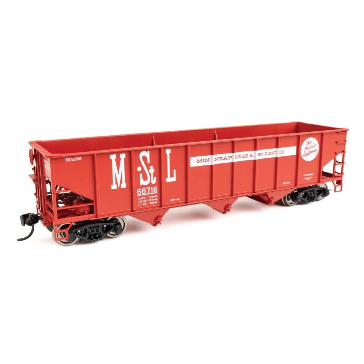 70-Ton AAR 3-Bay Open Hopper - Ready to Run -- Minneapolis & St. Louis 66716