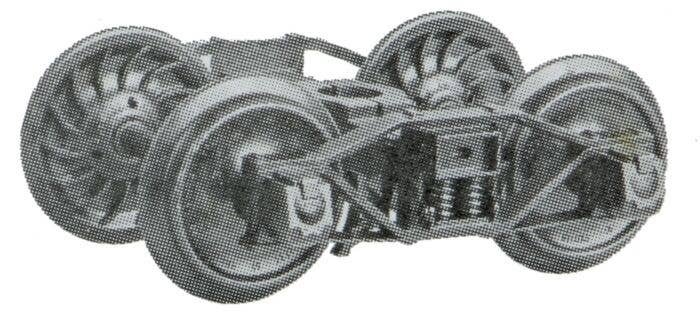 Arch Bar Fully Sprung Metal Trucks -- 33′ Ribbed-Back All-Metal Non-Magenetic Wheels - 1 Pai, G, Kadee Quality Products 972