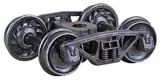 Bettendorf 50-Ton Self-Centering HGC Trucks -- Code 110 (.110`) 33` Ribbed-Back RP-25 Wheel, HO, Kadee Quality Products 565