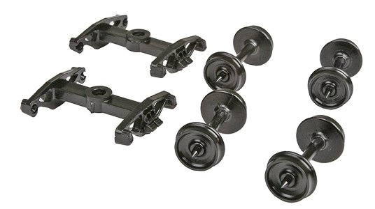 Freight Car Trucks One-Piece -- Bettendorf - Caboose (Delrin, black), HO, Tichy Train Group 3051