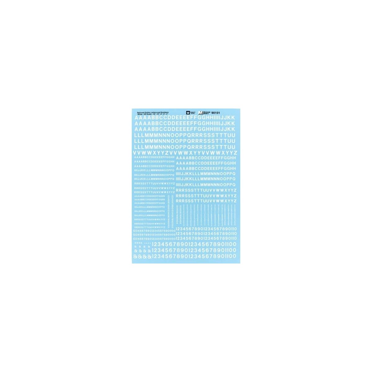 Alphabets & Numbers - Railroad Gothic -- White, HO, Microscale Industries Inc 90101