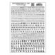 Dry Transfer Alphabet & Numbers - Condensed Railroad Roman -- Black, All Scales, Woodland Scenics 718