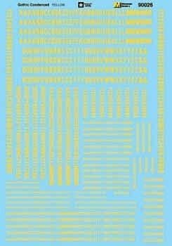 Alphabets & Numbers - Condensed Gothic -- Yellow, HO, Microscale Industries Inc 90026
