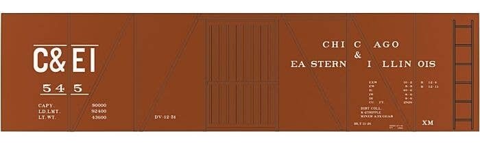 Railroad Decal Set 6-Pack -- Chicago & Eastern Illinois 40′ Single-Sheathed Wood Boxcar, N, Tichy Train Group 10093N6