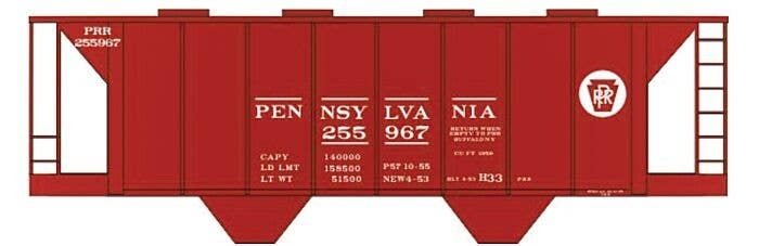 Railroad Decal Set 6-Pack -- Pennsylvania Railroad Class H33 Covered Hopper, N, Tichy Train Group 10015N6