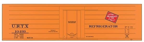 Railroad Decal Set 6-Pack -- Milwaukee Road/URTX Ribbed-Side Reefer, HO, Tichy Train Group 100196