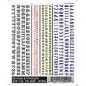 Dry Transfer Alphabet & Number Sets -- Betton & Windsor Type Faces (blue, yellow, white w, All Scales, Woodland Scenics 502