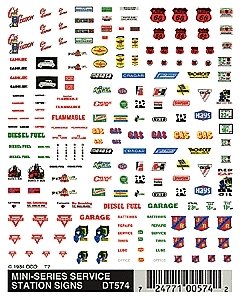 Dry Transfer Signs -- Service Station Signs, N, Woodland Scenics 574