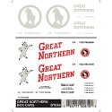 Dry Transfer Railroad Lettering Sets -- Great Northern - Modern Rocky Logos, HO, Woodland Scenics 610