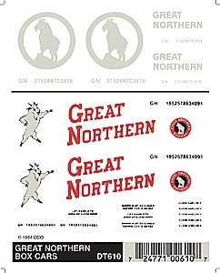 Dry Transfer Railroad Lettering Sets -- Great Northern - Modern Rocky Logos, HO, Woodland Scenics 610