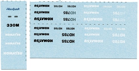 Zycon Models - Vehicle Decals -- For Kibri Komatsu HD785 or 330M Mine Truck (sold separately), HO, Lonestar Models 30031