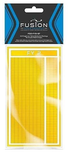 Railroad Freight Car Yellow Reflective Markings Set w/Double Width Stripes, HO, FUSION SCALE GRAPHICS 160004
