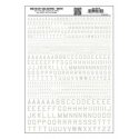 Dry Transfer Alphabet & Numbers - 45-Degree USA Gothic (Military Style) -- White, All Scales, Woodland Scenics 740