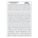 Dry Transfer Numbers Only - 45 Degree USA Gothic (Military Style) -- Silver, All Scales, Woodland Scenics 750