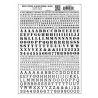 Dry Transfer Alphabet & Numbers - Stencil/Block Roman -- Black, All Scales, Woodland Scenics 751