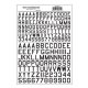 Dry Transfer Alphabet & Numbers - 45 Degree USA Gothic (Military 3/8 & 1/2′ -- Black, All Scales, Woodland Scenics 744