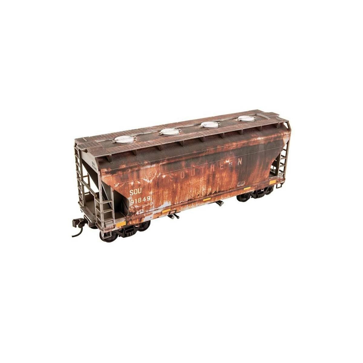 ACF 2-Bay Covered Hopper - Kit -- Southern Railway 91849 (Weathered gray, white, Yellow Conspicuity Marks)