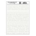 Dry Transfer Numbers Only - 45 Degree USA Gothic (Military Style) -- White, All Scales, Woodland Scenics 747