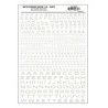 Dry Transfer Alphabet & Numbers - Extended Railroad Gothic -- White, All Scales, Woodland Scenics 735