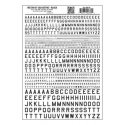 Dry Transfer Alphabet & Numbers - 45-Degree USA Gothic (Military Style) -- Black, All Scales, Woodland Scenics 739