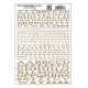 Dry Transfer Alphabet & Numbers - Extended Railroad Roman -- Gold, All Scales, Woodland Scenics 717
