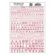 Dry Transfer Alphabet - Railroad Roman - 1/16, 3/32, 1/8, 3/16, 1/4 & 5/16′ -- Red, All Scales, Woodland Scenics 704