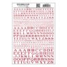 Dry Transfer Alphabet - Railroad Roman - 1/16, 3/32, 1/8, 3/16, 1/4 & 5/16′ -- Red, All Scales, Woodland Scenics 704