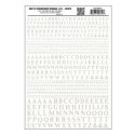 Dry Transfer Alphabet & Numbers - Condensed Railroad Roman -- White, All Scales, Woodland Scenics 719
