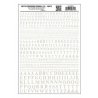 Dry Transfer Alphabet & Numbers - Condensed Railroad Roman -- White, All Scales, Woodland Scenics 719