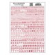 Dry Transfer Alphabet & Numbers - 45-Degree USA Gothic (Military Style) -- Red, All Scales, Woodland Scenics 741