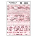 Dry Transfer Alphabet & Numbers - 45-Degree USA Gothic (Military Style) -- Red, All Scales, Woodland Scenics 741