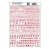 Dry Transfer Alphabet & Numbers - 45-Degree USA Gothic (Military Style) -- Red, All Scales, Woodland Scenics 741