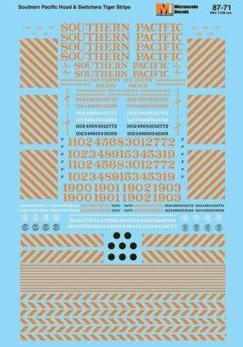 Southern Pacific - SP -- Early Diesel Switchers w/Orange `Tiger Stripes` 1948-58 (use w, HO, Microscale Industries Inc 8771