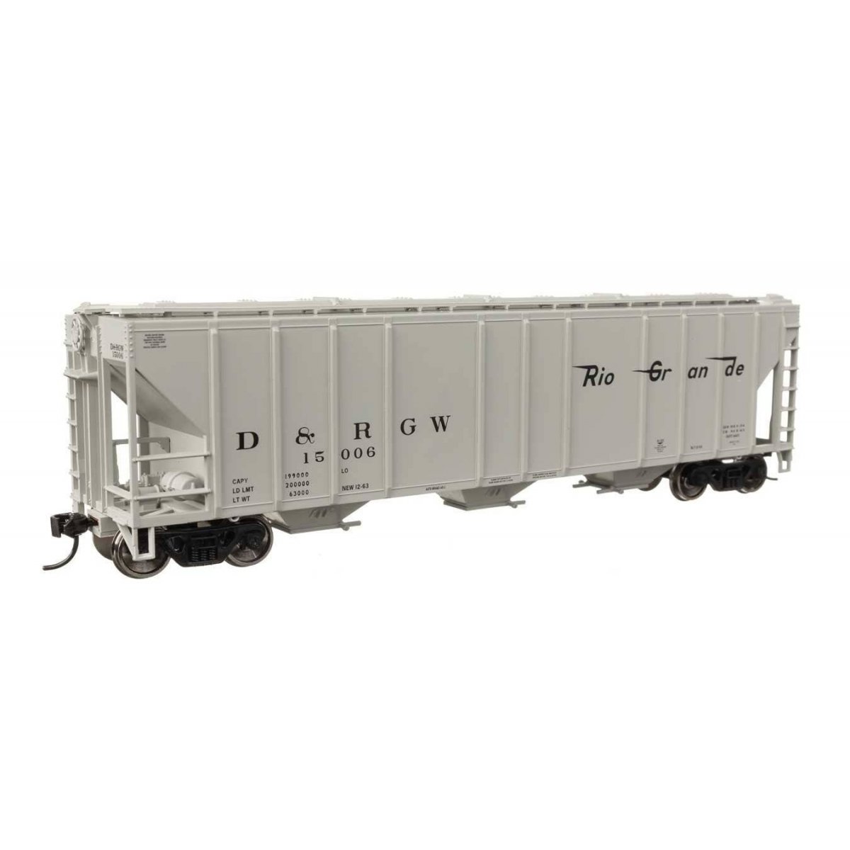 50′ Pullman-Standard PS2-CD 4427 3-Bay Covered Hopper - Ready to Run -- Denver & Rio Grande Western 15006