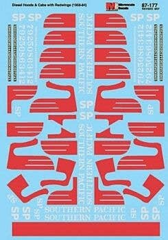 Southern Pacific - SP -- Diesels (gray, Red Wings, White Lettering `Bloody Nose` Schem, HO, Microscale Industries Inc 87177