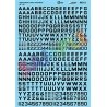 Alphabet & Number Decal Set -- Gothic Block (black) 22`, 24`, HO, Microscale Industries Inc 90312