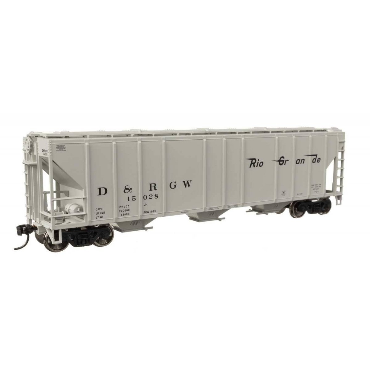 50′ Pullman-Standard PS2-CD 4427 3-Bay Covered Hopper - Ready to Run -- Denver & Rio Grande Western 15028