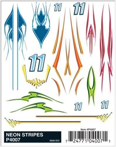 PineCar(R) Dry Transfer Decals -- Neon Stripes, All Scales, Woodland Scenics 4007