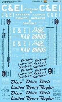 Railroad Decal Set -- Chicago & Eastern Illinois 40` & 50` Boxcars, N, Microscale Industries Inc 601512