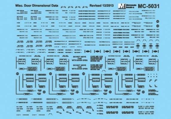Railroad Decal Set -- Miscellaneous Door Dimensional Data (black), N, Microscale Industries Inc 605031