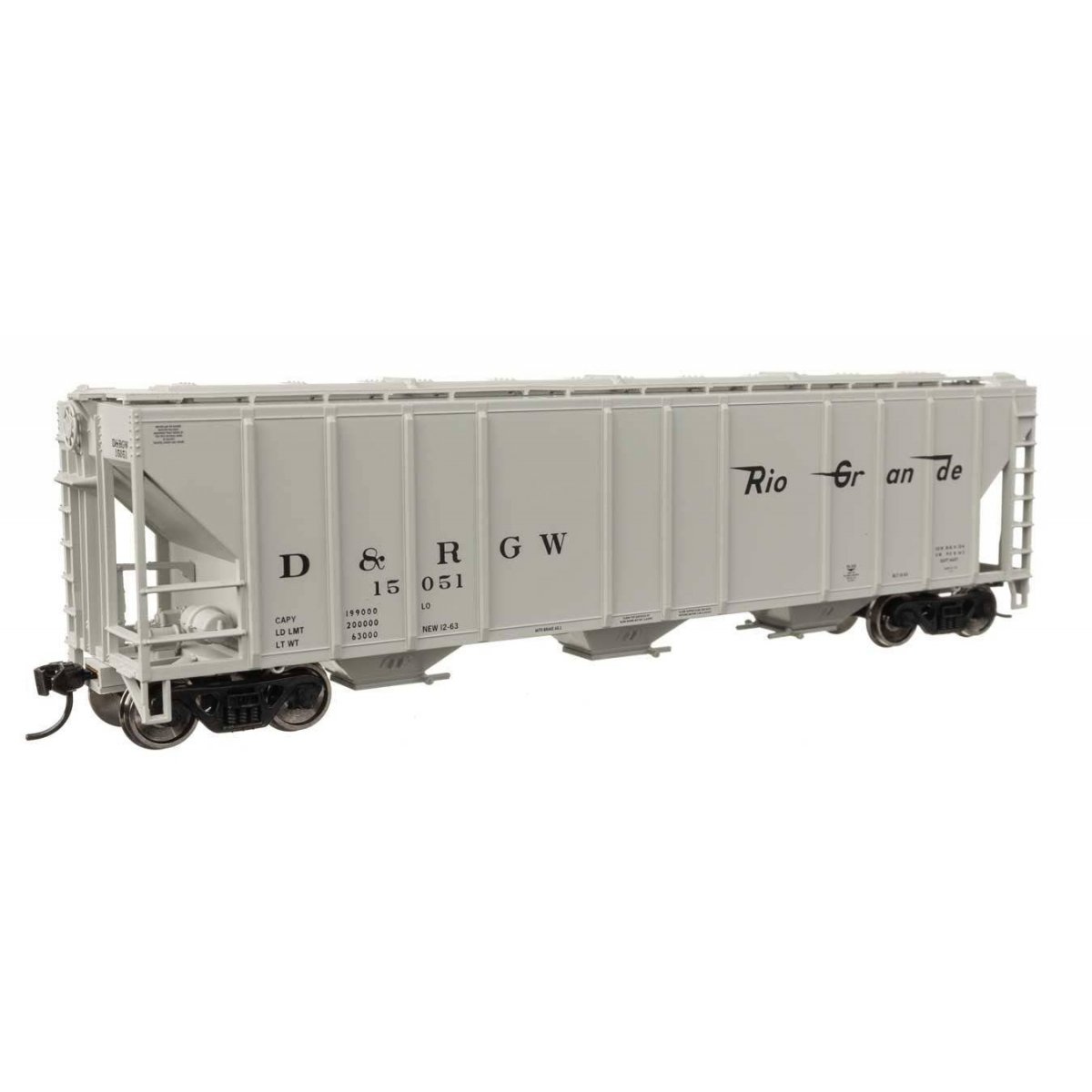 50′ Pullman-Standard PS2-CD 4427 3-Bay Covered Hopper - Ready to Run -- Denver & Rio Grande Western 15051