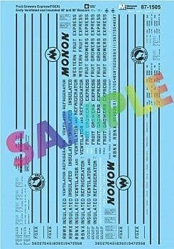 Railroad Decal Set -- Fruit Growers Express Ventilated/Insulated 40` & 50` Boxcars (Mo, N, Microscale Industries Inc 601505