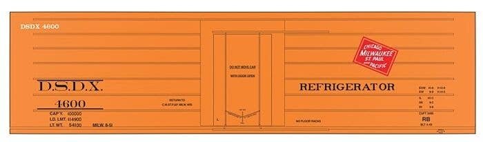 Railroad Decal Set -- Milwaukee Road/DSDX Ribbed-Side Reefer, O, Tichy Train Group 10018O
